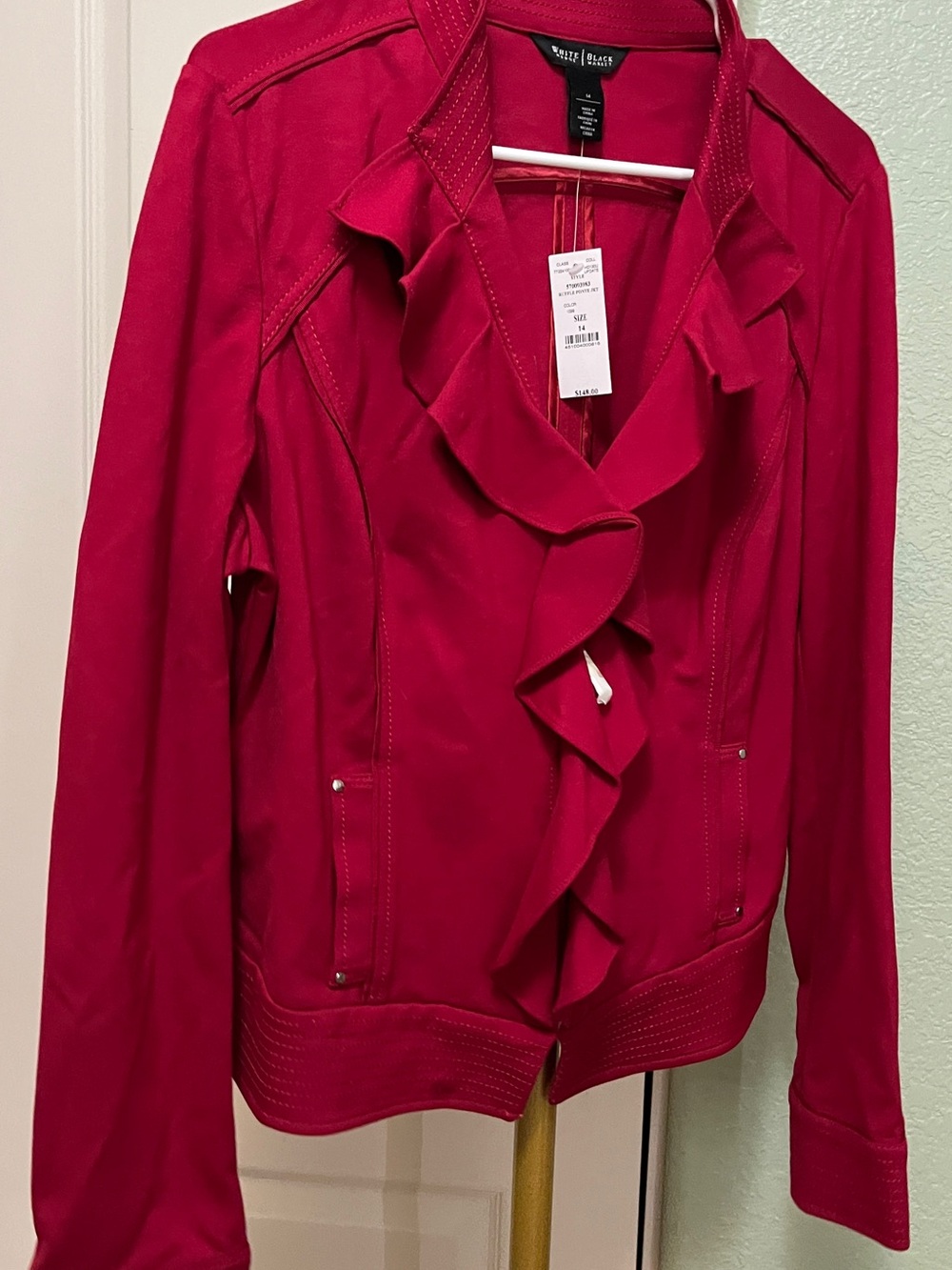 White House Black Market Ruffle-Ponte Jacket NWT size 14 women’s